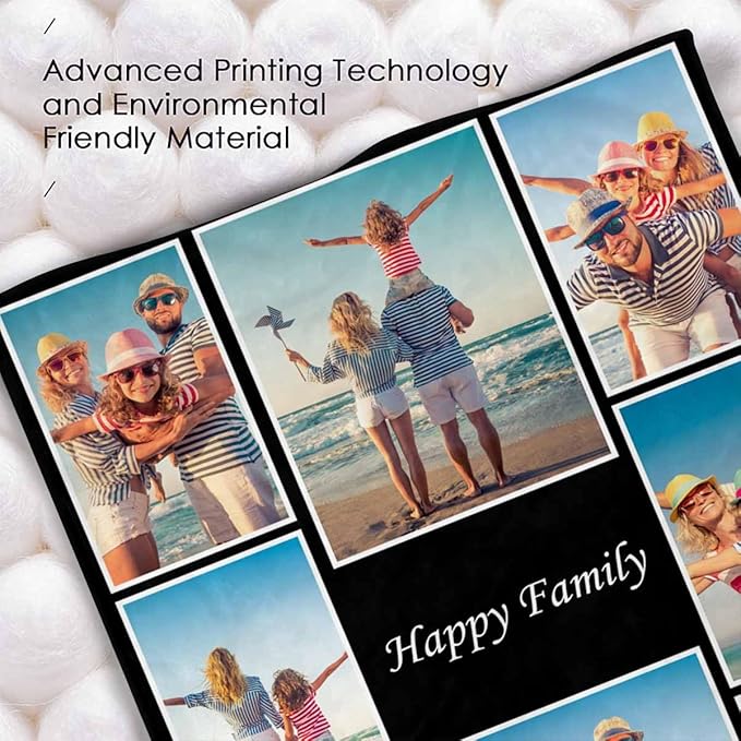 Custom Blankets with Photos, 8 Photos Customized Blanket Personalized Photo Blanket Personalized Birthday Gifts for Women Men Baby Child