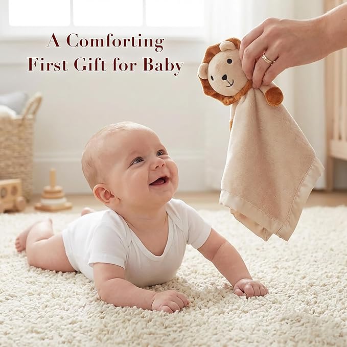 Pro Goleem Lion Security Blanket, Soft Lovey Unisex Lovie Baby Gift for Newborn Boys and Girls Snuggle Toy Stuffed Animal 16 Inch