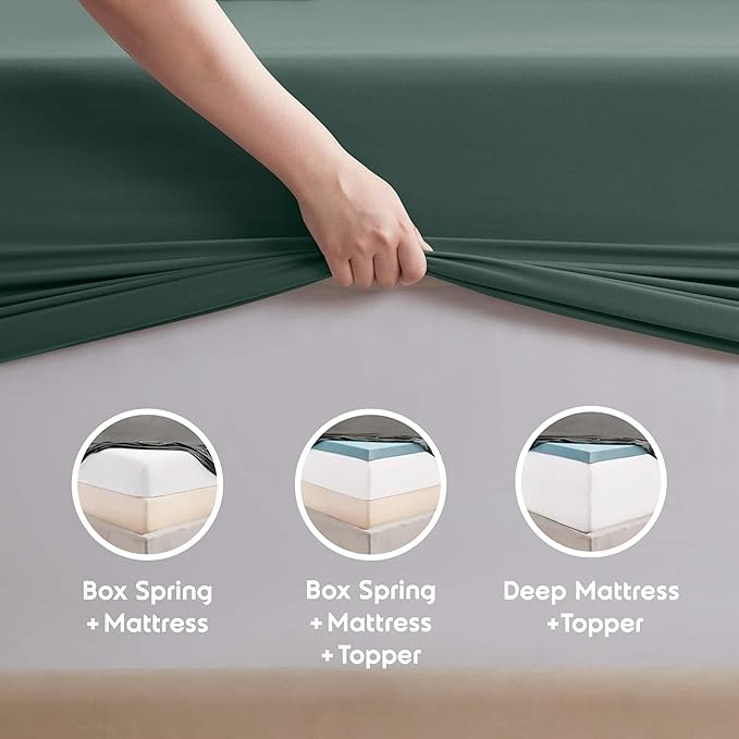 Nestl King Sheet Set - Luxury 1800 Ultra-Soft Microfiber King Bed Sheets - Double Brushed - Deep Pockets - Easy Fit - 4 Piece Set - Bedding Sheets & Pillowcases (King, Forest Green)