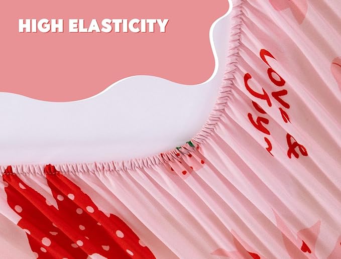 Meeting Story 3pcs Kids Comforter Set Zipper Bedding Set for Girls,Twin Kid Bedding Set Strawberries Bow Tie Comforter Set for Kid,All in one Zipper Bedding（Red,Twin）