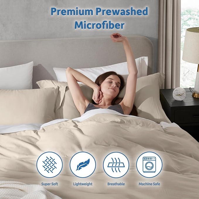 Nestl Twin Duvet Cover Set - Soft Prewashed Linen Duvet Cover Twin/Twin XL, 2 Piece, with Zipper Closure, 1 Duvet Cover 68x90 inches and 1 Pillow Sham