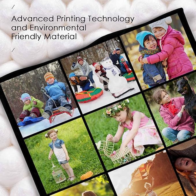 Picture Blankets Customized, 12 Photos Personalized Blankets Customized Gifts Personalized Family Mom Pictures Blankets for Dad Family, 8 Sizes