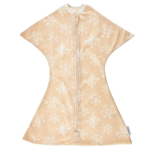 SleepingBaby Zipadee-Zip Transition Swaddle - Cozy Fleece Wearable Blanket with Two-Way Zipper for Baby Sleep - Snowflakes, Small (4-8 Month)