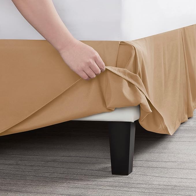 Nestl Light Brown Bed Skirt King Size - King Bed Skirt 14 Inch Drop - Brushed Microfiber Bed Skirts - Hotel Quality Pleated Bed Skirt - Shrinkage & Fade Resistant