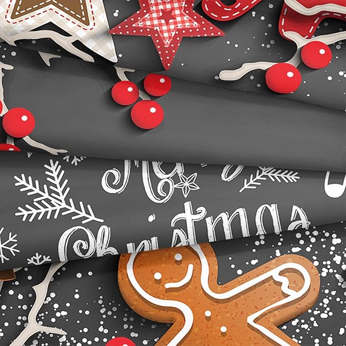 Bedbay Christmas Bedding Set King Size Red Christmas Comforter Set Cute Gingerbread Man and Snowflake Pattern Boys Girls Xmas Festival Bedding 4 Pcs Comforter Set(Xmas,King)