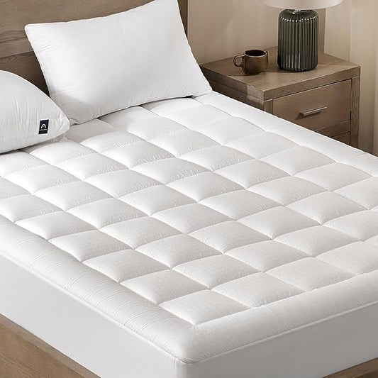 ACCURATEX Ultra Soft Mattress Topper Twin Size - 2 Inches Thick Double Layer Comfort Pillow Top Mattress Pad for Back Pain Relief, 400TC Cotton Breathable Surface w/ 8-21 Inches Deep Pocket,39x75