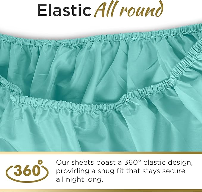 Full XL 100% Microfiber Double Brushed Sheet Set - Extra-Soft, Breathable & Wrinkle-Free - 15" Deep Pockets, 54" x 80" - Ideal for Extra Long Full Beds - 4PC Set (Full XL, Aqua Blue)