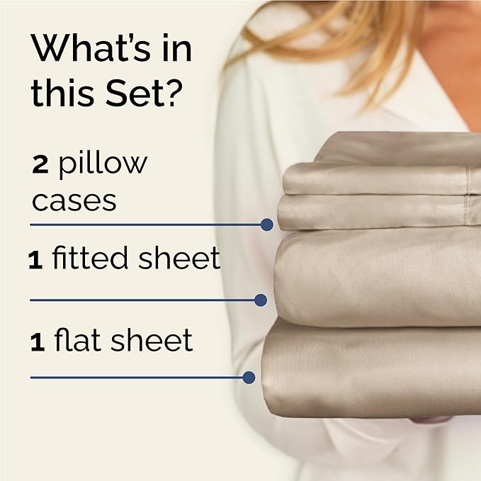 Twin XL 4 Piece Sheet Set - Comfy Breathable & Cooling - Ultra Soft Hotel Luxury Bedding Set w/ 8-16 Inch Deep Pockets - 1 Flat & 1 Fitted Sheet & 2 Pillowcases - Wrinkle Free and Easy Care - Cream
