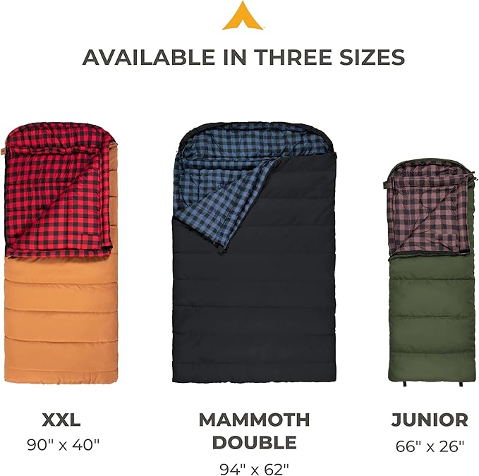TETON Sports Deer Hunter Sleeping Bag, Warm and Comfortable Camping Sleeping Bag, Teton Tough Canvas Shell for Camping, Hunting, and Cold Weather