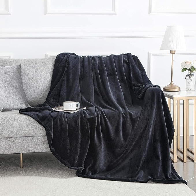 MOONLIGHT20015 Fleece Blanket Queen Size 8 Pack - Soft Fluffy Black Throw Blanket for Couch & Sofa, Lightweight Luxury 400 GSM Microfiber Fuzzy Bed Blankets and Throws (90 x 90 Inches, Queen)