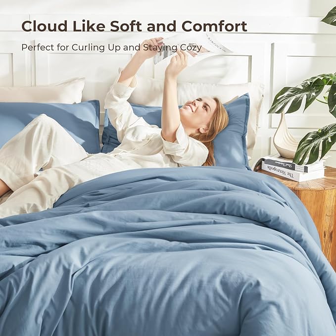Litanika Twin XL Comforter Set Dusty Blue - 2 Pieces Extra Long Bed Set for College Dorm, All Season Bedding Set for Girls and Boys