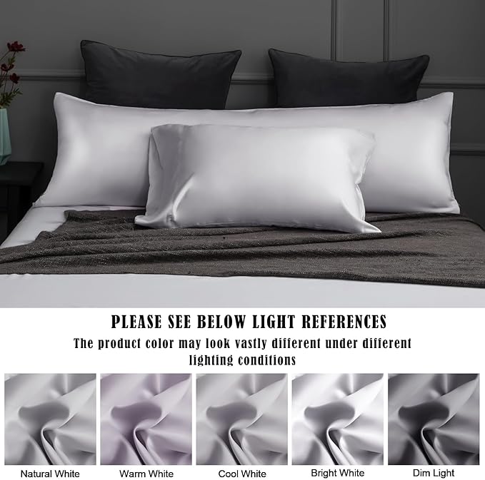 TELUS Pillow Cases Standard Size 2 Pack, Bamboo Rayon & Lyocell Pillowcase with Envelope Closure, Cooling Breathable Pillow Cover for Hot Sleeper & Night Sweats, 20x26 inch, Light Grey