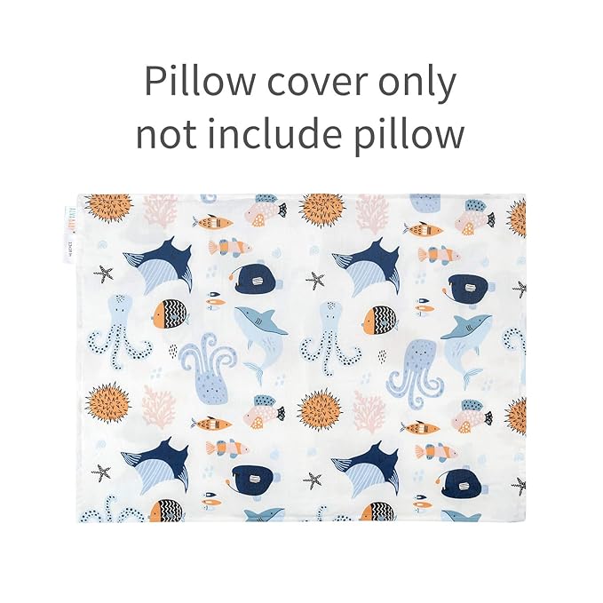 ALVABABY Toddler Pillowcases, Fits 14x20 in Kids Pillow, 2 Pack Organic Cotton Baby Pillow Cover Envelope Kids Pillowcases for Boys Girls 2Pillowcases-14x19 Inch (Pack of 2)