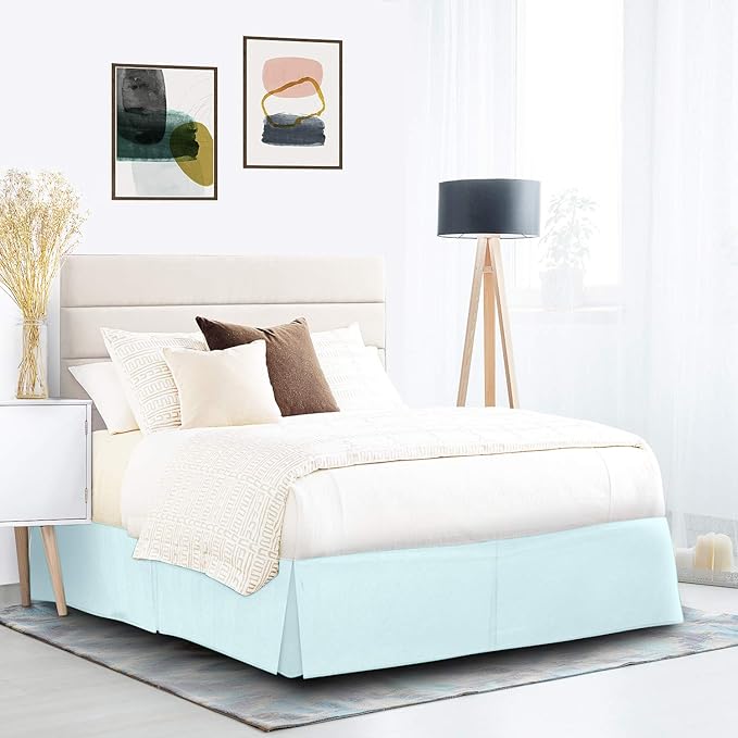 Nestl Light Baby Blue Full Bed Skirt - Full Size Bed Skirt 14 Inch Drop - Brushed Microfiber Bed Skirts - Hotel Quality Pleated Bed Skirt - Shrinkage & Fade Resistant