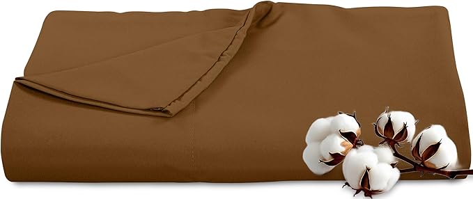 Royale Linens 300 Thread Count 100% Long Staple Combed Cotton Flat Sheet - Super Soft - Top Sheets - Cal King Flat Sheet Sold Separately - Breathable, Cool & Crisp Sheets Only (Cal King, Chocolate)