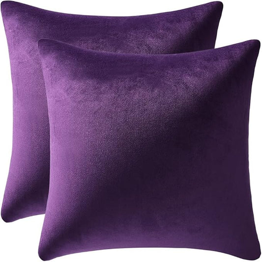 Throw Pillow Covers 16x16 Purple: Pack of 2 Cozy Soft Velvet Square Modern Luxury Decorative Throw Pillow Cases for Sofa Couch Living Room Bed Home Decor