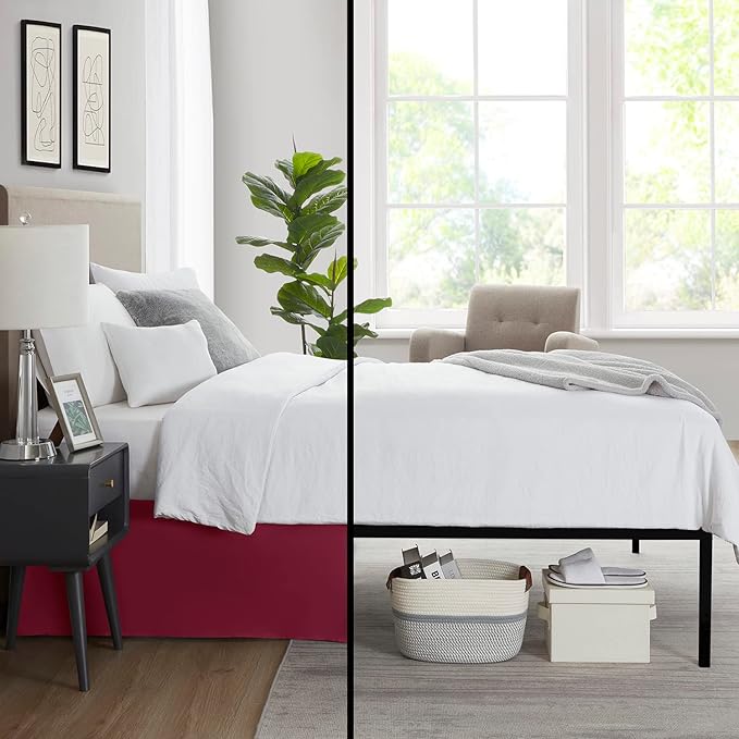 Nestl Red Heaven Full Bed Skirt - Full Size Bed Skirt 14 Inch Drop - Brushed Microfiber Bed Skirts - Hotel Quality Pleated Bed Skirt - Shrinkage & Fade Resistant
