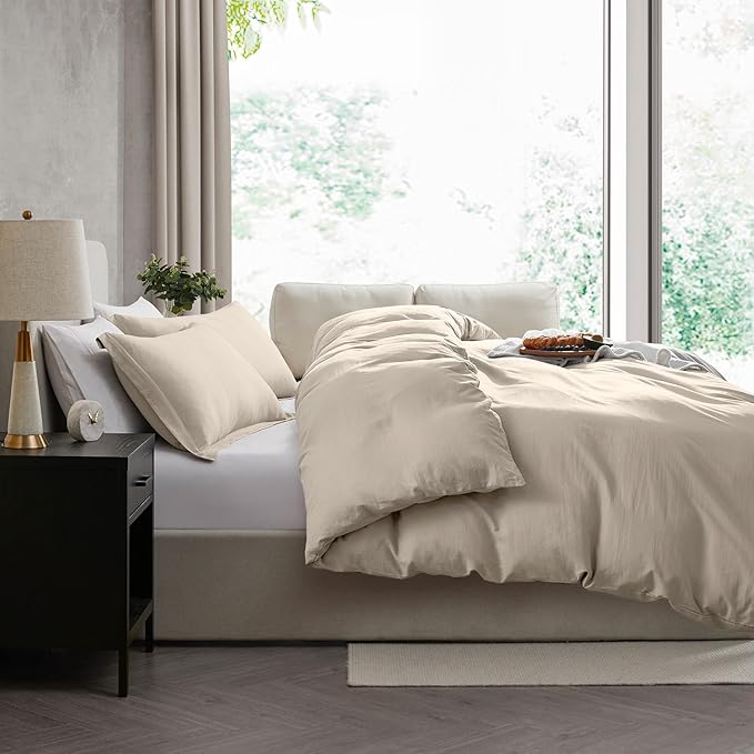 Nestl Twin Duvet Cover Set - Soft Prewashed Linen Duvet Cover Twin/Twin XL, 2 Piece, with Zipper Closure, 1 Duvet Cover 68x90 inches and 1 Pillow Sham