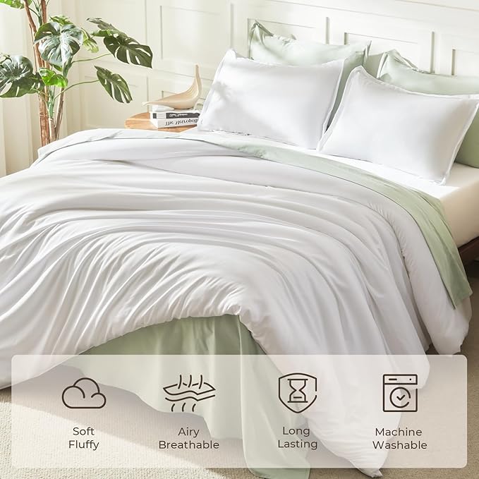 Litanika Twin XL Comforter Set White - 2 Pieces Extra Long Bed Set for College Dorm, All Season Bedding Set for Girls and Boys