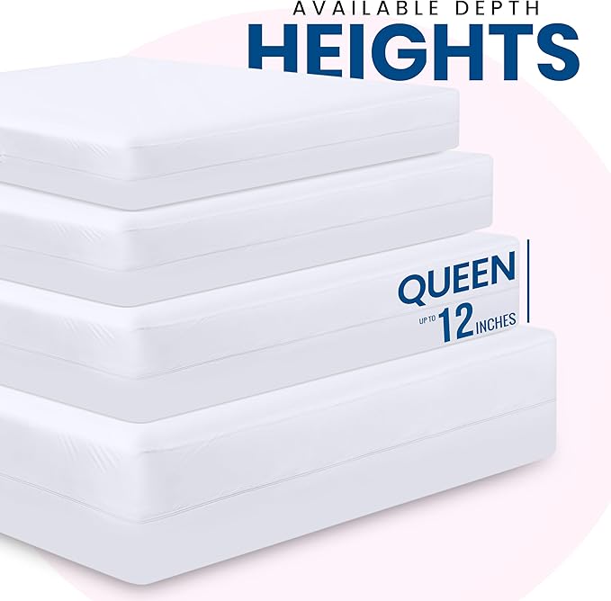Utopia Bedding Premium Waterproof Bed Bug Mattress Cover, Queen Zippered Mattress Protector, 12 Inches Deep, Dust Mite Proof 6-Sided Mattress Encasement for Bed (Pack of 10)