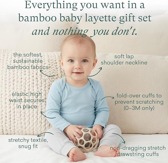 PurComfy Bamboo Newborn Clothes Gift Set: 14-Piece SuperSoft Layette & Accessories Set for Baby Boys — Daily Essentials Set