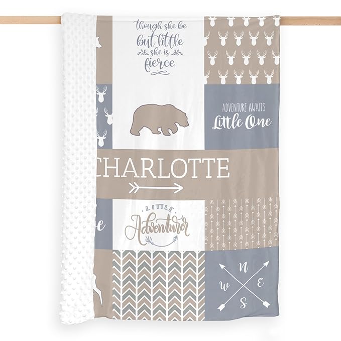 Personalized Baby Blankets for Girls, Personalized Baby Gifts,Best Gift for Baby, Newborn, Woodland Baby Blanket, Super Soft Polyester, Shower Gifts for Nursery, Mocha Meringue