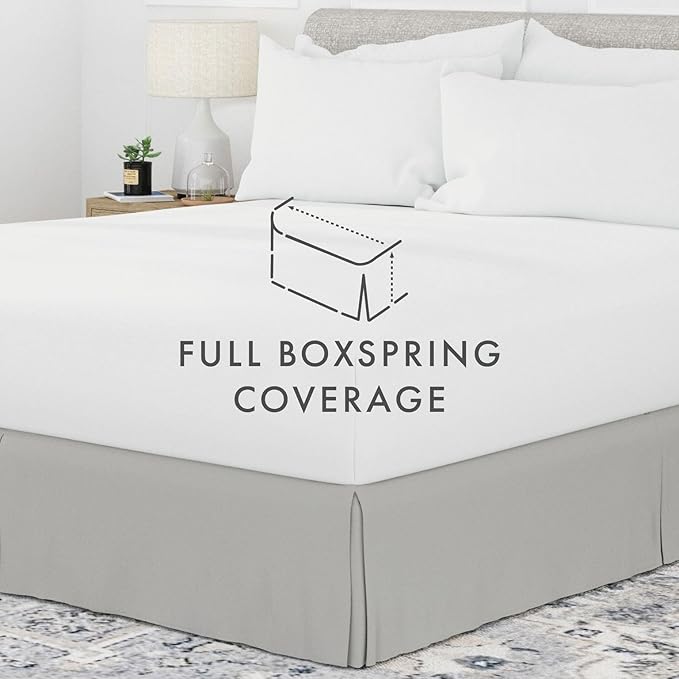 Linen Market Bed Skirt - Ultra Soft Microfiber - Easy Fit with 14" Tailored Drop - Hotel Quality, Shrinkage & Fade Resistant - Bed Cover - Full Size Bed Skirts - Bedroom Décor - (Full, Light Gray)