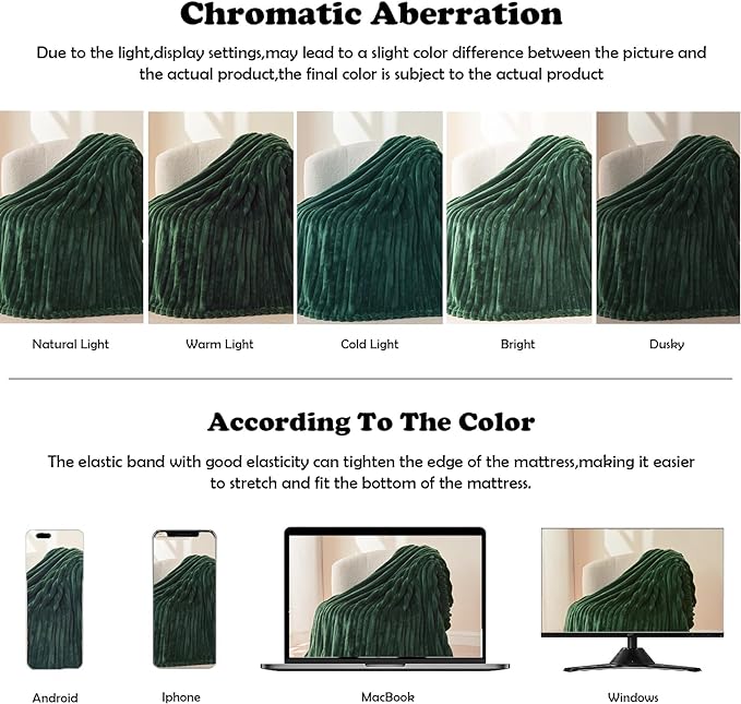 NEWCOSPLAY Super Soft King Blanket Dark Green Premium Silky Flannel Fleece 3D Ribbed Jacquard Lightweight Bed Blanket All Season Use (Dark Green Ribbed, King(90"x110"))