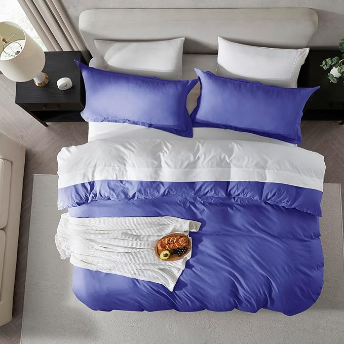 Nestl Royal Blue California King Duvet Cover Sets - Soft Prewashed Cal King Duvet Cover, 3 Piece, with Zipper Closure, 1 Duvet Cover 104x98 inches and 2 Pillow Shams
