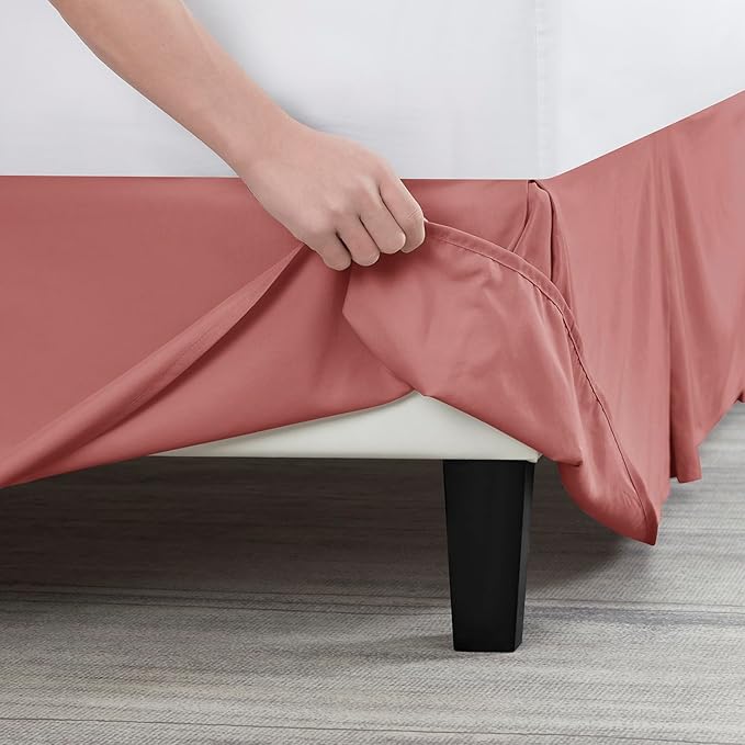 Nestl Pink Clay Bed Skirt King Size - King Bed Skirt 14 Inch Drop - Brushed Microfiber Bed Skirts - Hotel Quality Pleated Bed Skirt - Shrinkage & Fade Resistant