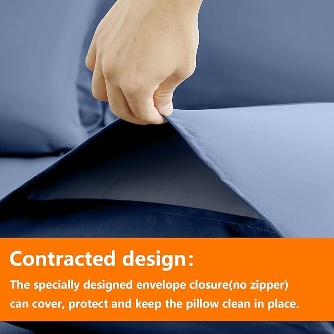 TAIMIT Slate Blue Twin Size Comforter Set - 5 Pieces, Bed in a Bag Bedding Sets with All Season Soft Quilted Warm Fluffy Reversible Comforter,Flat Sheet,Fitted Sheet,1 Pillow Shams,1 Pillowcases