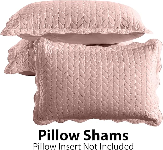 MOONLIGHT20015 Twin Quilt Bedding Set (68” x 86”) - Bulk Pack of 10 Wholesale for Hotels, Guest Bedroom & Airbnbs - Lightweight Microfiber Reversible Embossed Quilts Bedspreads (Peach)