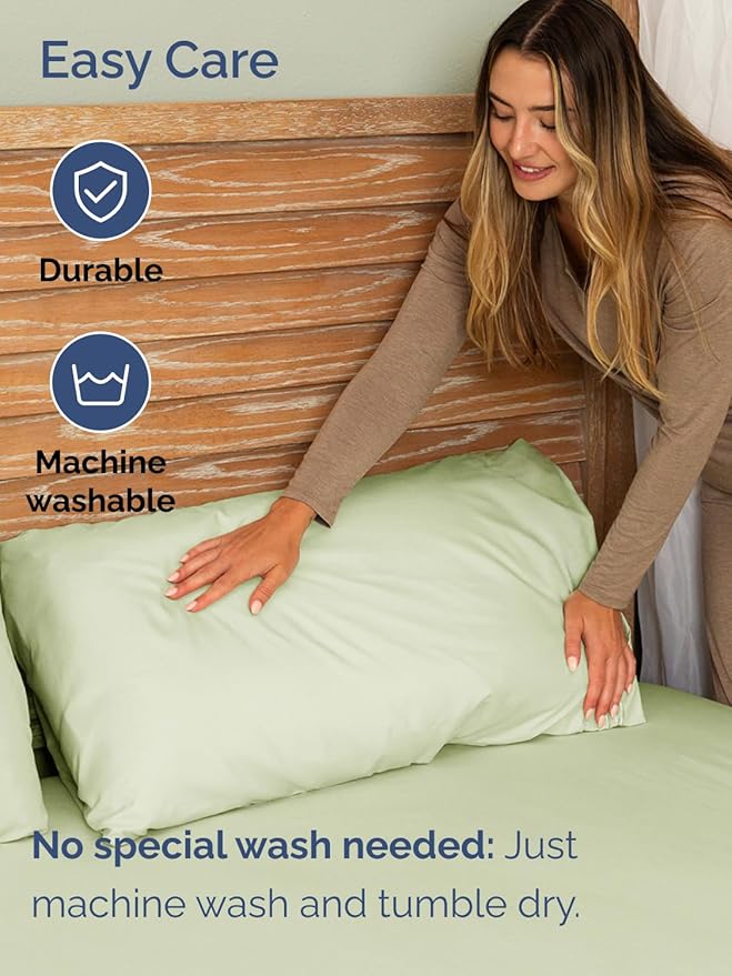 Extra Deep Twin Sheet Set - 4 Piece Breathable and Cooling Sheets - Hotel Luxury Bedding for Women, Men, Kids & Teens - Easy & Secure Fit - Soft, Wrinkle Free & Comfy - Extra Deep Pockets - Light Sage