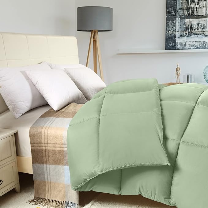 Utopia Bedding Comforter Duvet Insert, Quilted Comforter with Corner Tabs, Box Stitched Down Alternative Comforters King Size (Sage Green)