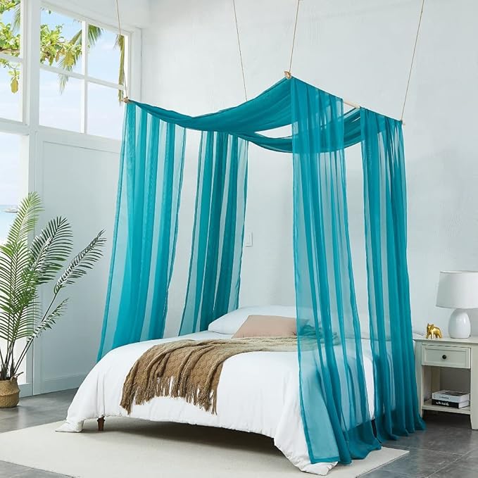 Warm Home Designs Green Teal Bed Canopy Curtains in 55 x 360 Inch Size. Our King Canopy Bed Curtains Work Great as Kids Canopy, Bed Scarf, Bed Curtain or to Enhance Bed Decor. BC Teal 360"