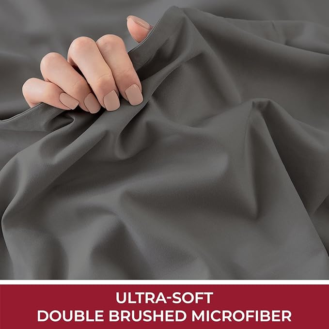 Mellanni Full Fitted Sheet - Iconic Collection Bedding Sheets with up to 16 inch Deep Pocket - Soft & Cooling - Fade & Stain Resistant - 1 PC (Full, Gray)