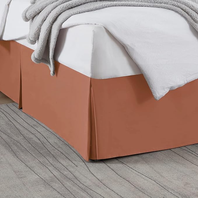 Nestl Rust Bed Skirt Cal King Size - Cal King Bed Skirt 14 Inch Drop - Brushed Microfiber Bed Skirts - Hotel Quality Pleated Bed Skirt - Shrinkage & Fade Resistant