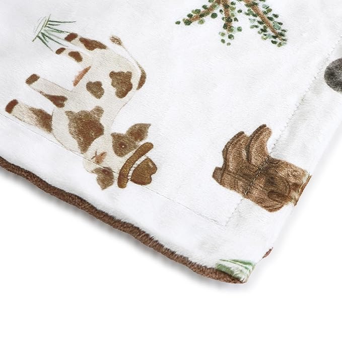 HOMRITAR Cows Baby Blankets for Boys, Super Soft Newborn Nursery Minky Blanket with Double Layer Dotted Backing, Cozy Printed Bed Throw Blanket, Farm Horse Animals 30 x 40 Inch