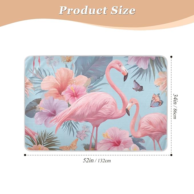 Waterproof Bed Pad Reusable Changing Pad Toddler Mattress Protector Large Pee Pad Baby Diaper Pad Soft Washable Liner Sky Blue Flamingo Flower