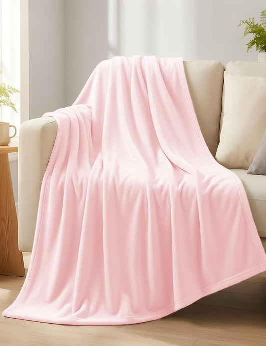Casa Platino Fleece Throw Blankets – 300 GSM Pink – Soft Cozy Warm Holiday Throws for Winter, Fuzzy Plush Elegant Gifts for Kids, Men & Women - Ideal for Couch, Sofa, Chair or Bed - 50x60 Inch