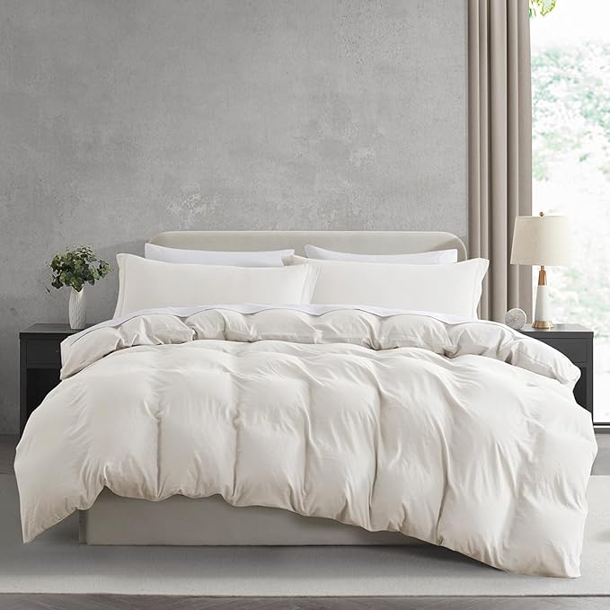Nestl Off White Duvet Cover Full Size - Soft Prewashed Full Size Duvet Cover Set, 3 Piece, with Zipper Closure, 1 Duvet Cover 80x90 inches and 2 Pillow Shams - No Comforter