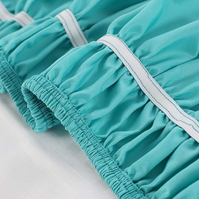 Bed Skirt - Wrap Around Bed Skirts Elastic Dust Ruffles, Easy Fit Wrinkle and Fade Resistant Luxurious Fabric Solid Color, Aqua California King Size Beds 15 Inch Drop