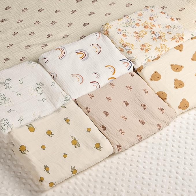 Fluffy-backed Swaddle Blankets Baby Double Layer Muslin 100% Cotton Front Nursery Plush Dotted Fleece Back Receiving Bed Quilt Blanket for Unisex Newborn Baby Toddler Boys Girls 30 x 41 Inches