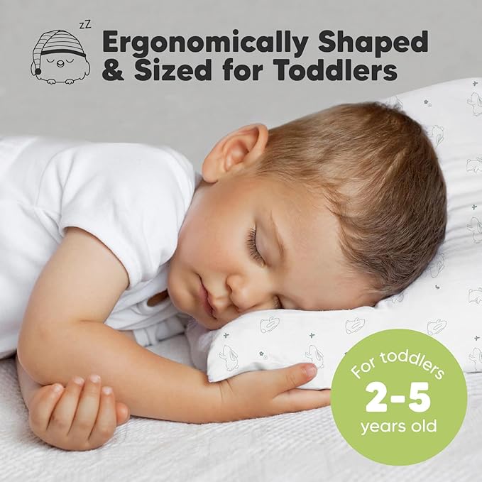 KeaBabies 2-Pack Toddler Pillows 2 Year Old to 5-13x18 Soft Organic Cotton Kids Pillow for Sleeping, Travel, School, Daycare, Nap, Toddler Bed, Machine Washable, Without Pillowcase (Bunnies)