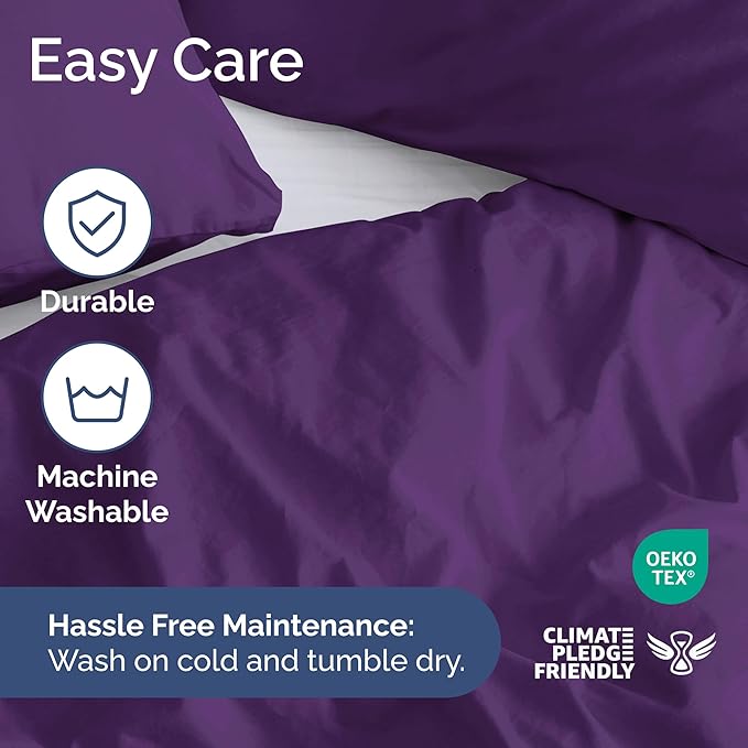 Duvet Cover Queen Size - Extra Soft Queen Size Duvet Cover - Lightweight & Breathable - Easy Care and Fade Free with Zipper Closures and Ties - 90" x 90" Inches - (Purple) Comforter Not Included