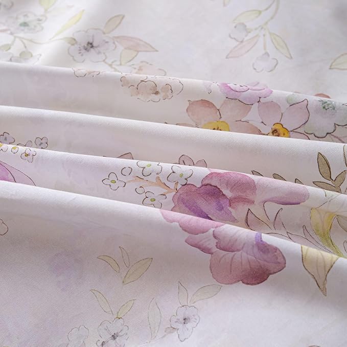 OAITE Duvet Cover Set King Size Floral Pattern Ultra Soft 100% Cotton Duvet Cover Sets 3-PC, Breathable Duvet Cover with Zipper Closure & Corner Ties(2 Pillow Shams,1 Duvet Cover)