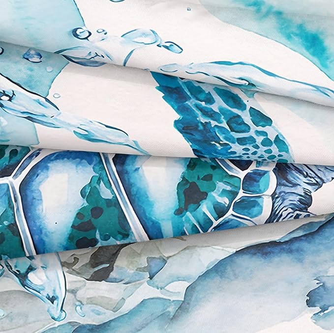 Bedbay Turtle Comforter Set King Size Ocean Theme Bedding for Boys Teen Girls Sea Turtle Coral Coastal Bedding Set Soft Cozy Lightweight Quilt 4-Piece 1 Comforter 2 Pillowcases 1 Cushion Cover