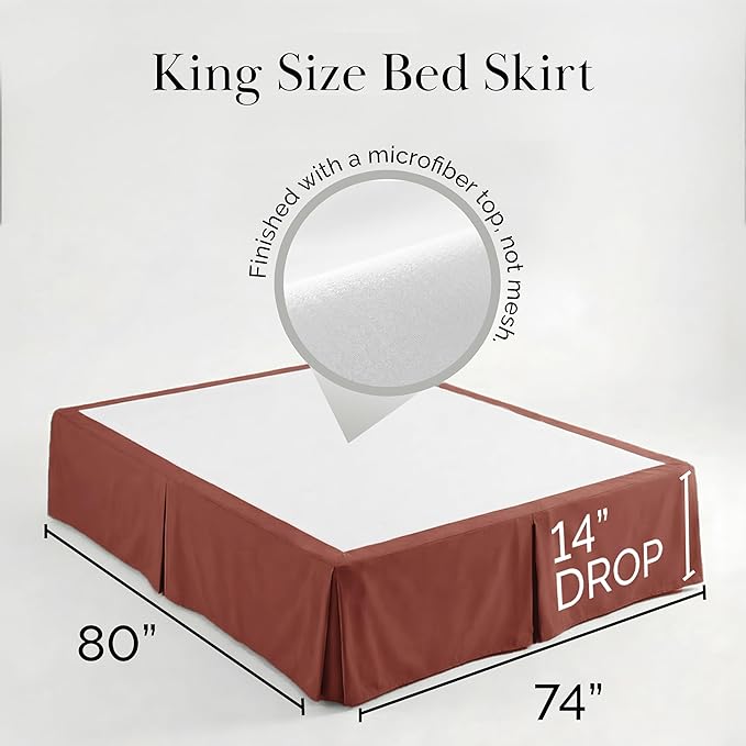 Southshore Fine Living, Inc. Hotel Quality King Bed Skirt - 14" Drop, Elegant Pleated Design, Premium Dust Ruffle/King Size Bed Skirt, Easy Care, Luxury Bed Skirt King Size, Marsala (Terra Cotta)