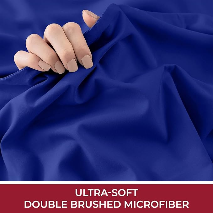 Mellanni Full Fitted Sheet - Iconic Collection Bedding Sheets with up to 16 inch Deep Pocket - Soft & Cooling - Fade & Stain Resistant - 1 PC (Full, Royal Blue)
