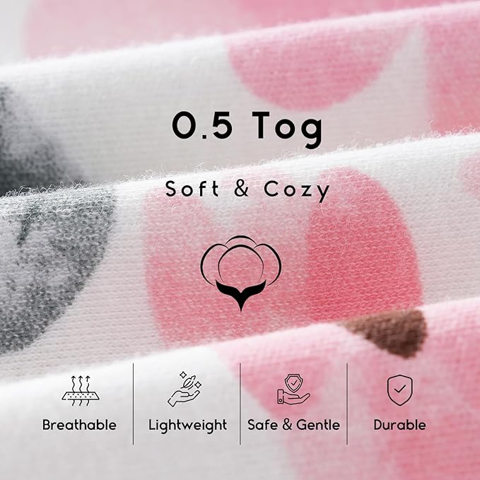 Yoofoss Baby Sleep Sack 0-6 Months 0.5 Tog Wearable Blanket for Baby, 3 Pack 100% Organic Cotton Infant Toddler Sleeping Sack 2-Way Zipper Lightweight Sleep Sack